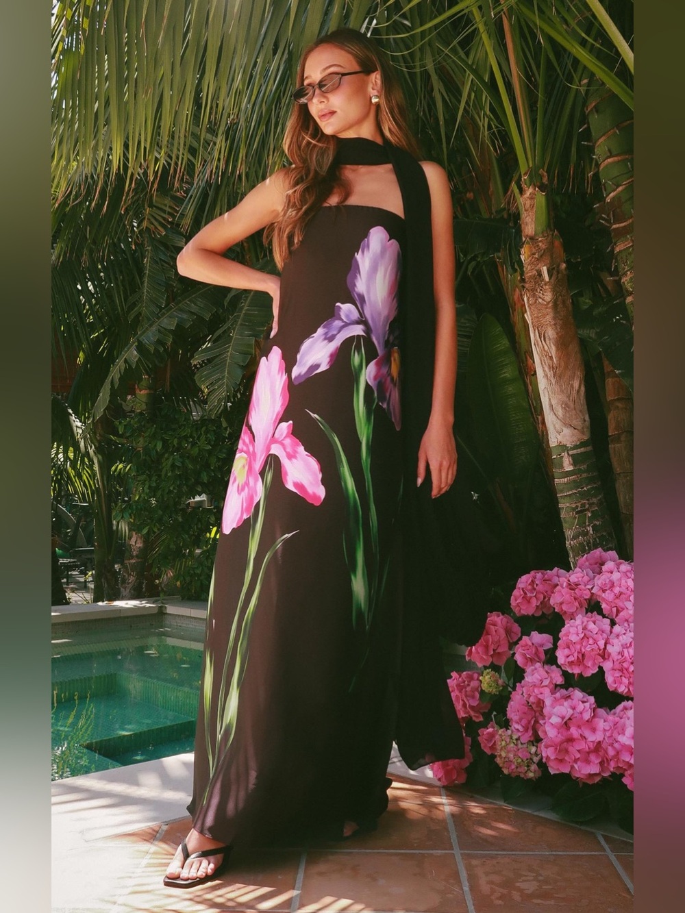 Show Me Your Mumu Renee Strapless Maxi Dress size S iris floral 90s chic wedding